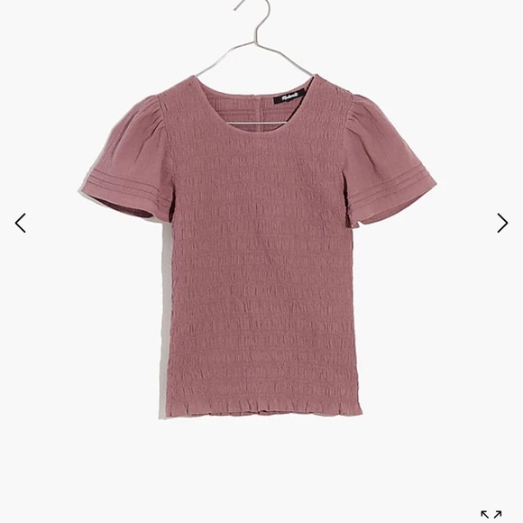 Madewell Lucie Flutter-Sleeve Smocked Bodice Top - Picture 3 of 6